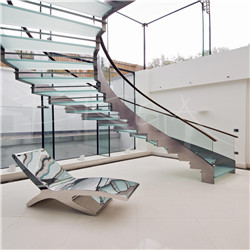 Attractive Practical Glass Tread Curved Staircase  PR-RC44