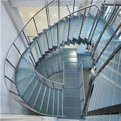 Commercial Building tempered glass Curved Staircase Space Saving Overall Staircase  PR-RC45