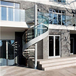 Outdoors Modern Loft Stairs Glass Railing Steel Wood Spiral Staircase 