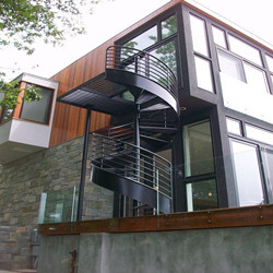 Exterior Villa Galvanized Steel Spiral Staircase with Metal Tread