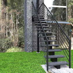 Residential Outdoor Single Stringer Metal Tread Straight Stairs Price 