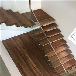 Customized modern luxurious indoor steel wood floating straight staircase PR-T121