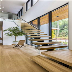 Indoor metal straight stairs modern design solid wood floating staircase PR-T125
