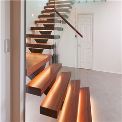 Custom design metal steel wood stairs stainless steel straight staircase for sale PR-T127