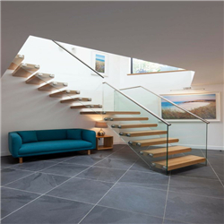 Indoor modern design steel wood straight stairs wood straight staircase design PR-T145