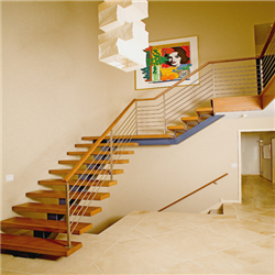 Customized wooden staircase models design straight wooden staircase PR-T149