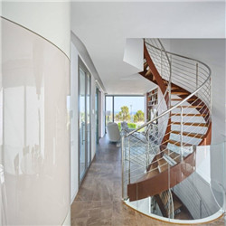 Solid Wood Tread  Stone Tread Curved Staircase RCW34