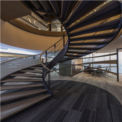 Stair Design Glass Balustrade Wooden Tread Curved Staircase RCW47