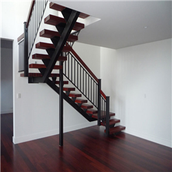 Prima wood straight staircase indoor modern wood step straight steel wood staircase PR-T122