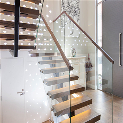 Customized interior staircase designs modern wooden floating straight stairs PR-T125