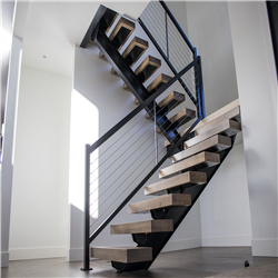 Prefabricated stairs solid wood tread straight staircase Ideas luxury diy floating stairs PR-T132