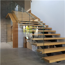 Straight Mild Steel Glass Modern Straight Staircase