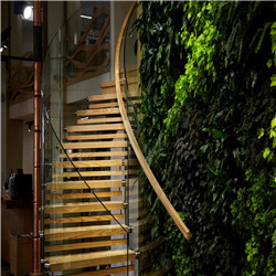 Customized Carbon Stainless Steel with Solid Wood Tread Curved Staircase PR-RCW68