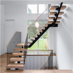 Interior staircase designs modern steel wooden straight stairs PR-T170