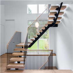 Prima custom galvanized steel straight staircase wooden tread staircase PR-T178