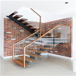 Modern steel straight staircase design solid wood stairs for homes PR-T179