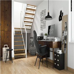 Modern solid wooden straight staircase galvanized steel staircase PR-T180