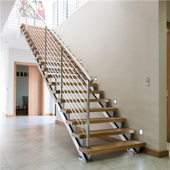 Metal Prefab Wood Stairs Decorative Home Interior Staircase