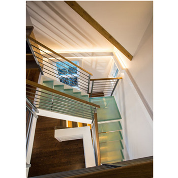 New Design Prefabricated Glass Tread Straight Staircase