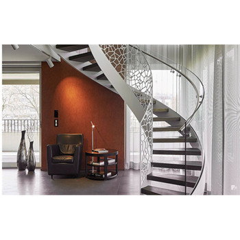 Curved Stair Glass Stair Balustrade Residential 304 Stainless Steel