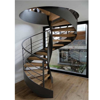 Customized Contemporary Wooden Tread Indoor Stair Case Design Curved Staircase