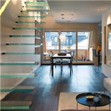 Invisible steel stringer staircase glass floating stairway