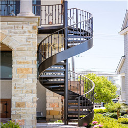 Modern Outdoor Wrought Iron Railing Metal Spiral Stair 